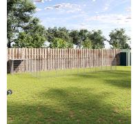 vidaXL Dog Kennel Silver Steel Puppy Enclosure Outdoor Dog Supplies Runs Cage