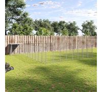 vidaXL Dog Kennel Silver Steel Puppy Enclosure Outdoor Dog Supplies Runs Cage