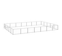 vidaXL Dog Kennel Silver 35 m? Steel Puppy Enclosure Outdoor Patio Dog Cage