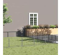 vidaXL Dog Kennel Silver 36 m? Steel Puppy Enclosure Outdoor Patio Dog Cage