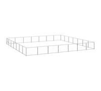 vidaXL Dog Kennel Silver 49 m? Steel Puppy Enclosure Outdoor Patio Dog Cage