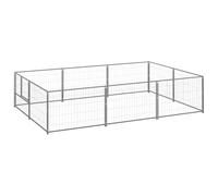 vidaXL Dog Kennel Silver 6 m? Steel Puppy Enclosure Outdoor Patio Dog Cage