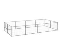 vidaXL Dog Kennel Silver 8 m? Steel Puppy Enclosure Outdoor Patio Dog Cage