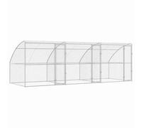 vidaXL Dog Kennel with Storage 3 pcs Silver 6 x 2 x 2 m Steel, Durable, Secure Dog Kennel, Galvanized Steel Pet Shelter, Weatherproof Outdoor Enclosure, Breathable Animal Containment Run