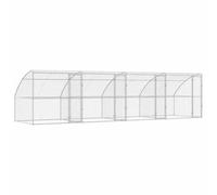 vidaXL Dog Kennel with Storage 4 pcs Silver 8 x 2 x 2 m Steel, Durable, Secure Dog Kennel, Galvanized Steel Pet Shelter, Weatherproof Outdoor Enclosure, Breathable Animal Containment Run