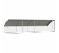 vidaXL Dog Kennel with Storage 4 pcs Silver 8 x 2 x 2 m Steel, Modern, Minimalist Dog Kennel, Durable Outdoor Pet Shelter, Secure Enclosure for Dogs, Weather Resistant Housing