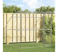 vidaXL Dog Kennel with Storage Silver 2 x 2 x 2 m Steel, Durable, Secure Dog Kennel, Galvanized Steel Pet Shelter, Weatherproof Outdoor Enclosure, Breathable Animal Containment Run