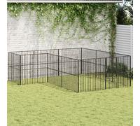 vidaXL Dog Playpen 12 Panels Black Galvanised Steel