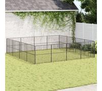 vidaXL Dog Playpen 16 Panels Black Galvanised Steel