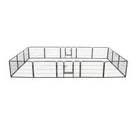 vidaXL Dog Playpen 16 Panels Steel 60x80cm Black Folding Enclosure Run Cage