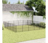 vidaXL Dog Playpen 20 Panels Black Galvanised Steel