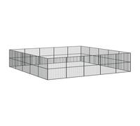vidaXL Dog Playpen - 20-Panel Black Galvanized Steel Enclosure for Puppies/Rabbits/Ducks, 500x500x100cm Spacious Pet Foldable Pen