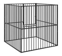 vidaXL Dog Playpen 4 Panel Black Galvanised Steel