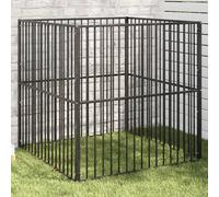 vidaXL Dog Playpen 4 Panel Black Galvanised Steel