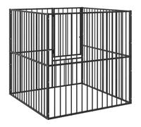 vidaXL Dog Playpen - Galvanised Steel Enclosure, Black 100x100x100cm for Pets, Semi-Open Activity Area with Easy Front Door Access