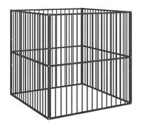 vidaXL Dog Playpen 4 Panel Black Galvanised Steel, Black