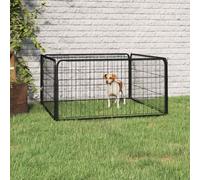 vidaXL Dog Playpen 4 Panels Black 100x50 cm Powder-coated Steel 01 UK HOT