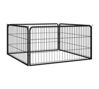 vidaXL Dog Playpen Outdoor Pet Supply All-in-one Dog Kennel Crate Cage Puppy Enclosure Pet House 4 Panels Black 100x50 cm Powder-coated Steel