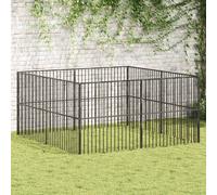 vidaXL Dog Playpen 8 Panels Black Galvanised Steel