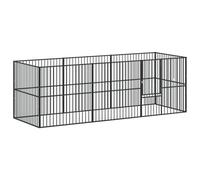 vidaXL Black Galvanised Steel Dog Playpen - 8 Panels, 300x100x100cm, Large Door, Indoor/Outdoor, Spacious & Durable Pet Enclosure