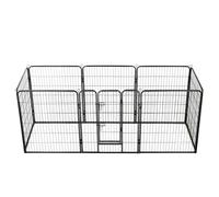 vidaXL Dog Playpen 8 Panels Steel 80x100cm Black Enclosure Run Cage Kennel