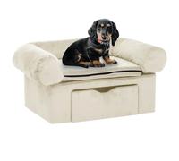 vidaXL Dog Sofa with Drawer Home Indoor Pet Supplies Dog Cat Small Animal Puppy Soft Couch Sofa Bed Cushion Chair Seat Lounger Plush Cream