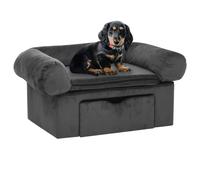 vidaXL Dog Sofa with Drawer Dark Grey Plush Pet Supplies Dog Cat Couch Sofa