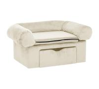 vidaXL Dog Sofa with Drawer Home Indoor Pet Supplies Dog Cat Small Animal Puppy Soft Couch Sofa Bed Cushion Chair Seat Lounger Plush Cream