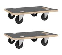 vidaXL Dolly Trolleys - 2-Pack Furniture Slider Movers, Plywood & PF, Rotatable Wheels, 250kg Load, for Home/Office