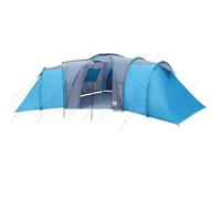 vidaXL Dome Camping Tent for 12 Persons - Blue Family Tent with Mesh Sidewalls, Water-Resistant Rainfly, E-port, and Easy Assembly.