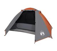 'vidaXL Dome Camping Tent for 2 Persons | Portable | Weather-resistant with 185T Taffeta PU Coating and PE Groundsheet | Grey and Orange