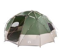 vidaXL Dome Tent Green & Beige Large Hexagonal Waterproof Polyester Fabric for Camping 8 Person Adjustable Matte Finish Outdoor Only Includes Carrying Bag and Assembly Tools Shelter Family Summer