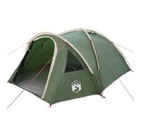 vidaXL Dome Tent Green for 4 People Medium Polyester Waterproof Flame Retardant Wind Resistant Zipper Closure Matte Finish Opaque Collapsible Indoor Outdoor Camping Gear Rectangular Contemporary