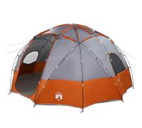 vidaXL Dome Tent Grey and Orange Polyester Fiberglass 8 Person Outdoor Shelter Waterproof Collapsible with Carrying Bag for Camping Hiking Summer Season Large Size Family Portable Foldable Spacious