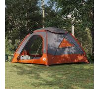 vidaXL Dome Tent with Removable Rainfly Grey and Orange 12-Person