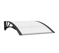 vidaXL Door Canopy - 100x80 cm Black/Transparent Polycarbonate, Easy Install, Weather-Resistant Over Door Rain Cover with ABS Brackets, Aluminium Frame