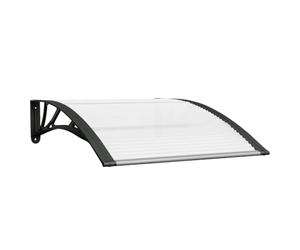 vidaXL Door Canopy - 100x80 cm Black/Transparent Polycarbonate, Easy Install, Weather-Resistant Over Door Rain Cover with ABS Brackets, Aluminium Frame
