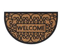 vidaXL Half Round Door Mat 45x75 cm - Black/Brown Rubber/Coir Entryway Floor Mat for Indoor/Outdoor, Garden, Patio