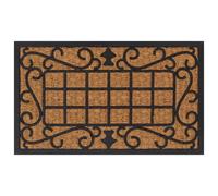 vidaXL Door Mat 45x75 cm Coir and Rubber - Rectangular Non-Slip, Easy Clean Entryway Rug for Indoor/Outdoor Use, Black/Brown