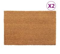 vidaXL Door Mats Floor Mat Outdoor Entrance Doormat 2 pcs Natural Tufted Coir