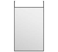 vidaXL Door Mirror - Black Aluminium Frame, 40x60 cm, Adjustable Height, Over-the-Door or Wall Hanging, Minimalist Design, Stable & Durable