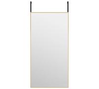 vidaXL Door Mirror with Gold Aluminium Frame, Rectangular Glass Mirror, Wall/Door Hanging, Industrial Modern Style, Dimension-40x80 cm, No Assembly Required