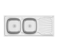 vidaXL Kitchen Sink with Double Sinks Silver 1200x600x155 mm Stainless Steel