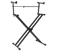 vidaXL Double Braced Keyboard Stand X-Frame Black Piano Height Adjustable