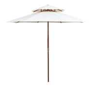 Double Decker Parasol 270x270 cm Wooden Pole Cream White