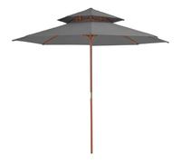 Double Decker Parasol with Wooden Pole 270 cm Anthracite