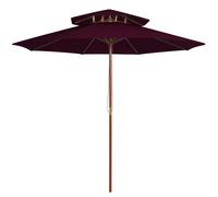 vidaXL Double Decker Parasol with Wooden Pole Outdoor Umbrella Bordeaux Red