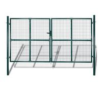 Vidaxl Double Door Fence Gate Powder-Coated Steel Fence Gates