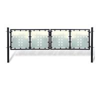 vidaXL Double Door Fence Gate 300x150cm Black with Lock Patio Barrier Entryway
