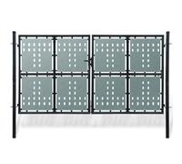 vidaXL Double Door Fence Gate 300x200cm Black Outdoor Garden Fencing Barrier